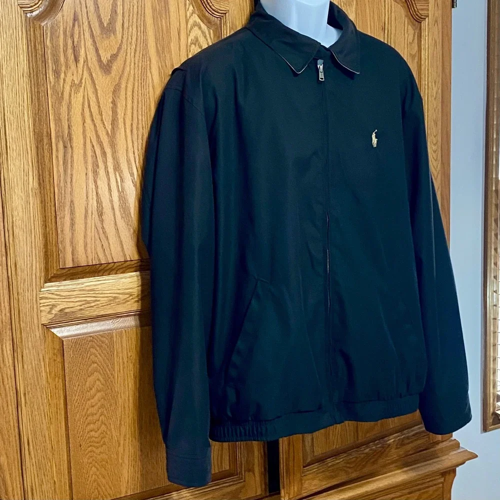Vtg Polo Ralph Lauren Bi Swing Harrington Jacket Mens XL Black Windowpane Lined